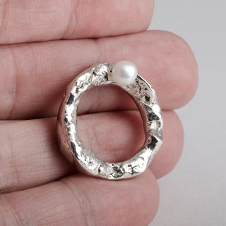 Silver Ring Kana White Pearl Handmade Jewelry