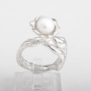 Silver Ring Kayla White Pearl Handmade Jewelry