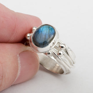 Silver Ring Ungava Labradorite Gemstone Jewelry