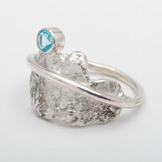 Mantra Silver Ring Blue Topaz Zircon Jewelry