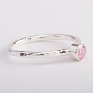 Silver Ring Pink Ice Zircon Gemstone Stackable Jewelry