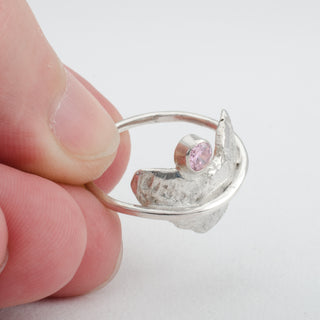 Mantra Silver Ring Rose Quartz Zircon Jewelry